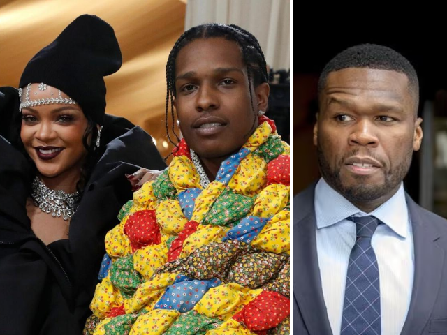 蕾哈娜和A$AP Rocky在50 Cent为说唱歌手辩护的审判中走出来